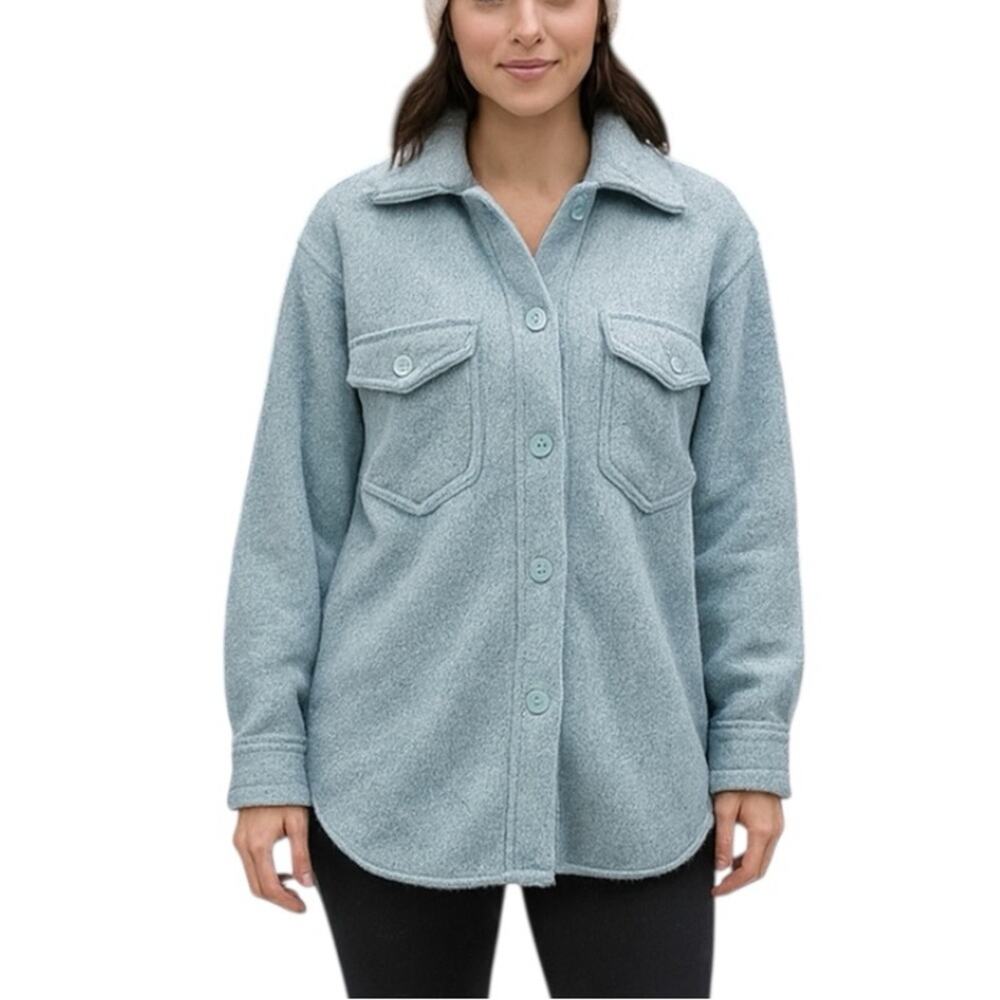 Joie Shacket Top Collared Button Down Pockets Blu… - image 1
